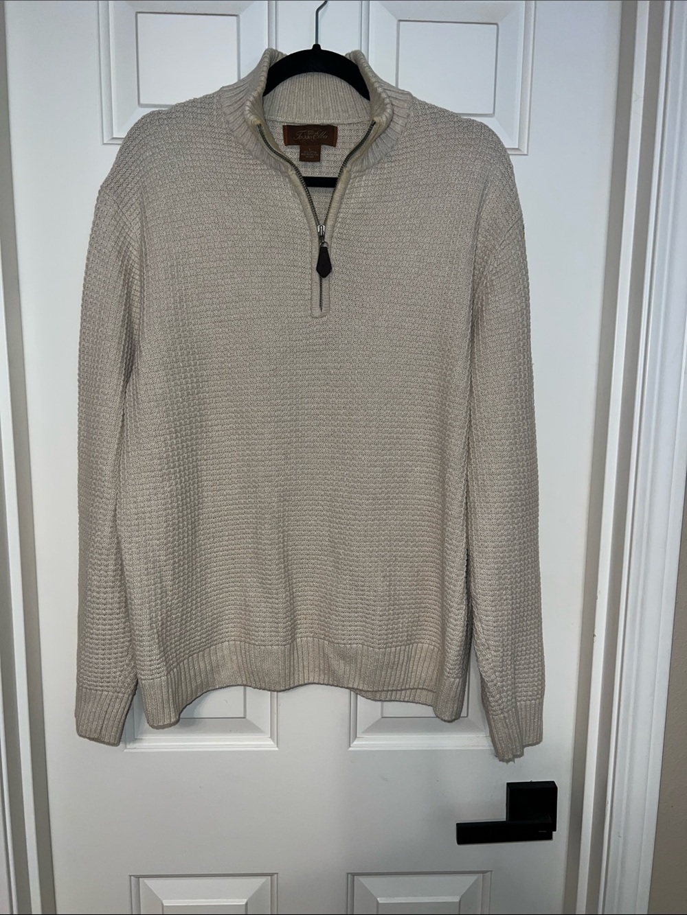Tasso Elba Men's Cream Quarter-Zip Knit Sweater
